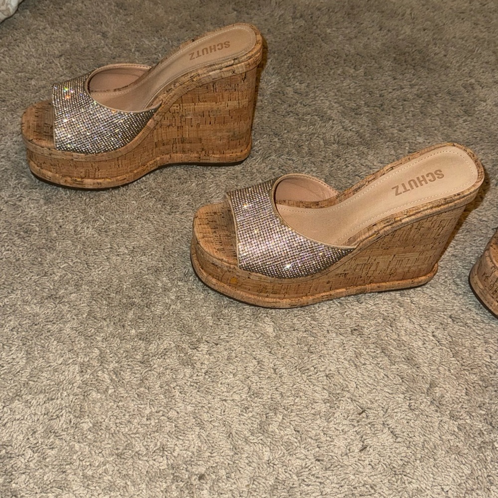 Schutz Dalle crystal-embellished high-heel wedges - Picture 6 of 11